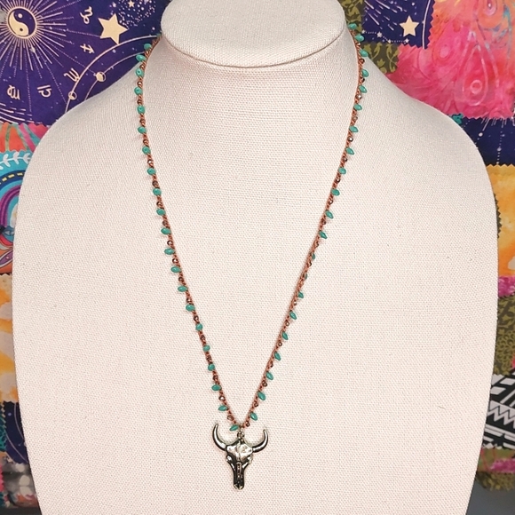 Sale Southwestern Crocheted Necklace, Turquoise, Handmade by Rust Belt Raised - Picture 10 of 13